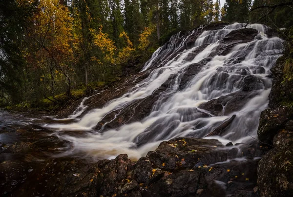 Cachoeiras Rio Sagelva Perto Lago Jonsvatnet Área Trondheim Cenário Outonal — Fotografia de Stock