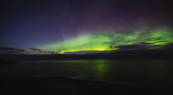 Severní Světla Aurora Borealis Vidět Atlantského Oceánu Road Quot Zimní — Stock fotografie