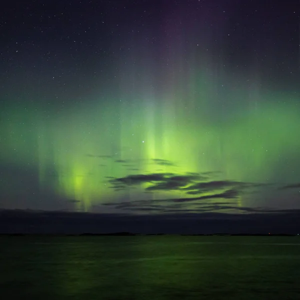 Severní Světla Aurora Borealis Vidět Atlantského Oceánu Road Quot Zimní — Stock fotografie