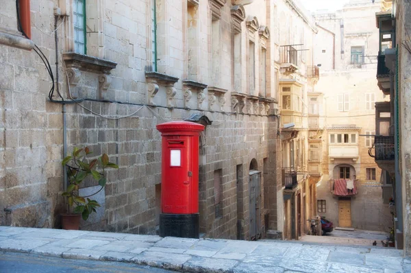 Antica Isola Storica Malta Centro Storico Medievale Cabina Telefonica Rossa — Foto Stock