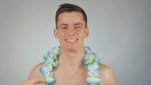 Vakantie Gelukkig Sexy Man — Stockvideo