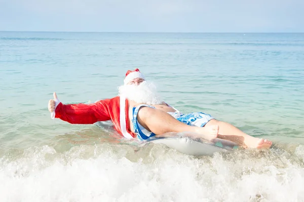 Funny Santa Claus Sea Christmas Tropics — Stock Photo, Image