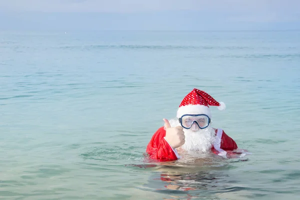 Funny Santa Claus Sea Christmas Tropics — Stock Photo, Image