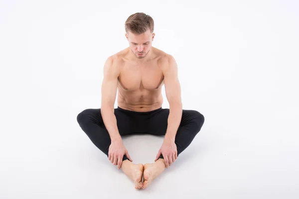 Jeune Homme Beau Yoga Entraînement Détente Mode Vie Sain — Photo