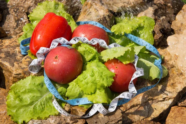 Spor ve diyet. Sebze ve taze su. Sağlıklı beslenme