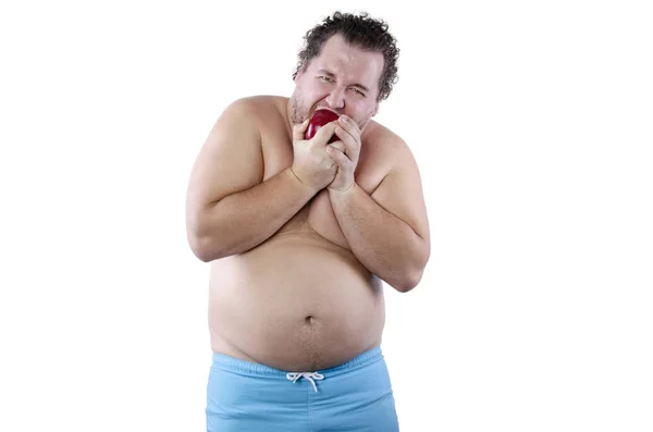 Hombre Gordo Divertido Dieta — Foto de Stock