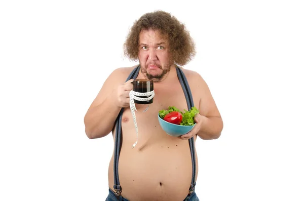Gaya Hidup Diet Dan Sehat Pria Gemuk Yang Lucu — Stok Foto