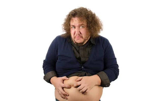 Dieta Excesso Peso Homem Gordo Engraçado — Fotografia de Stock