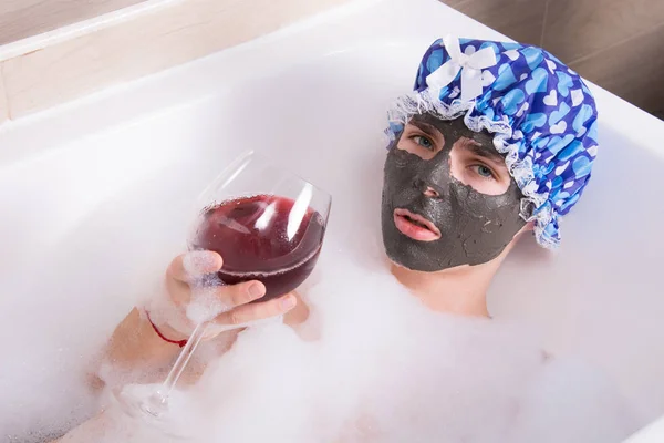 Cuidado Autocuidado Vino Baño —  Fotos de Stock