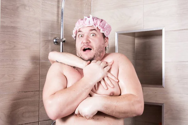 Two Sexy Guys Wash Shower — Stock Photo, Image