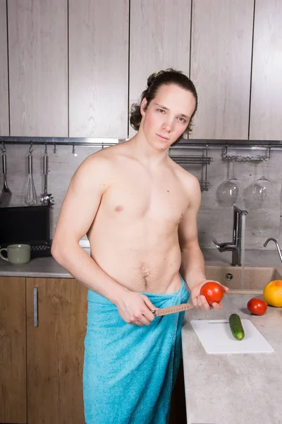 Frukost Och Sexig Kille Ung Attraktiv Man — Stockfoto