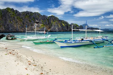 Palawan Adası. Filipinler 'de tatiller.