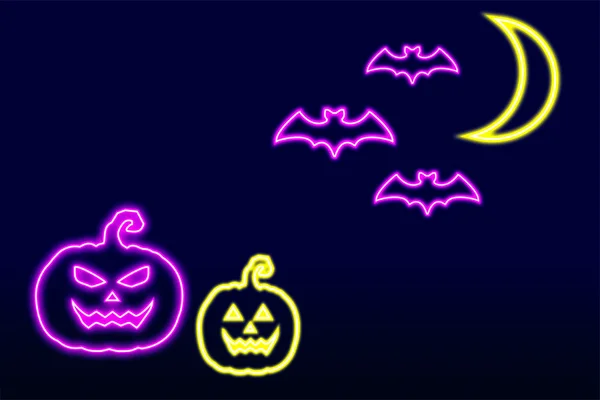 Halloween Neon effect. Illustratie. Halloween pompoen teken van lichte buizen. Gloeien in het donkere icoon — Stockfoto