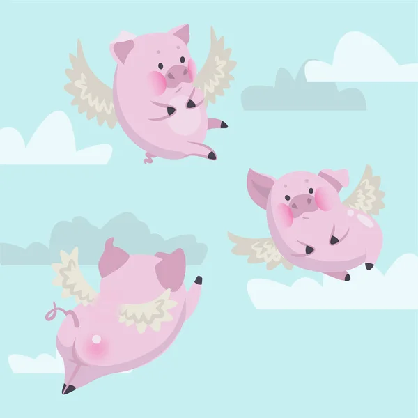 Funny Flying Pink Pigs Sky — Stock Photo, Image