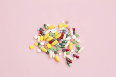 Çeşitli ilaçlar, ilaç ve tabletler, arka plan.