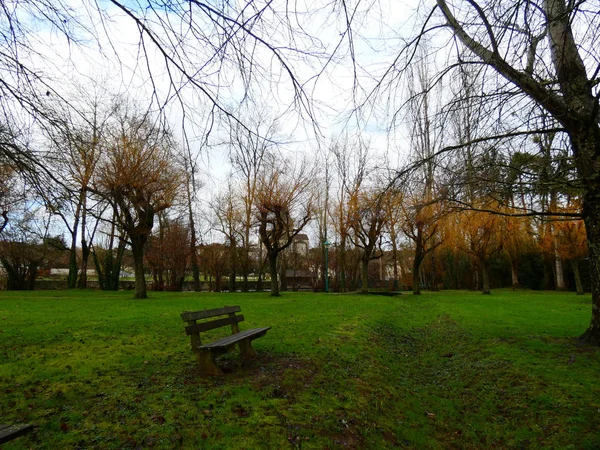 Einsames Bankett im Herbstpark — Stockfoto