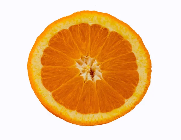 Isolated orange close-up  slice  on white background — Stock Photo, Image