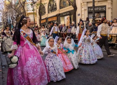 Valencia, Spain, 17.03.2019  Fallas Parade with Falleras