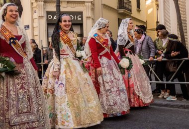 Valencia, Spain, 17.03.2019  Fallas Parade with Falleras