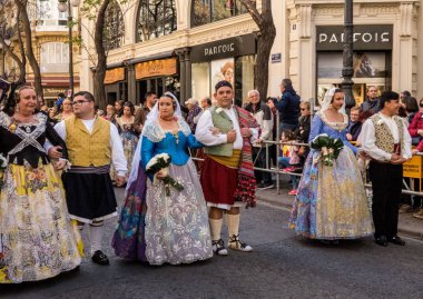 Valencia, Spain, 17.03.2019  Fallas Parade with Falleras