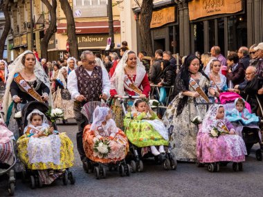 Valencia, Spain, 17.03.2019  Fallas Parade with Falleras