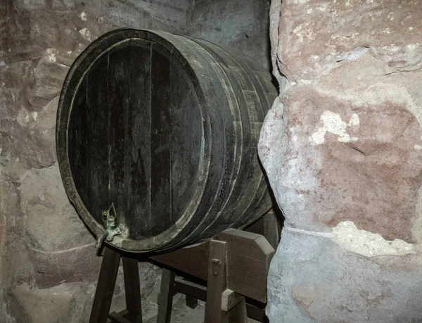 Wood barrel in ancient Castle in Spain, Tarragona