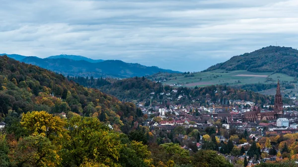 Şehir sonbahar orman parlak renkler, Freiburg (Almanya yanında)