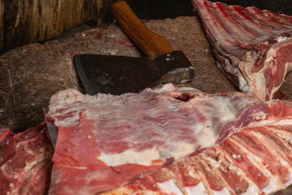 Corte Carne Mercado Para Venta — Foto de Stock