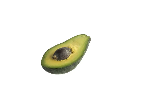 Juicy Slice Green Avocado White Background — Stock Photo, Image