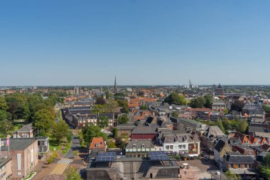 Leeuwarden, Hollanda, 23 Ağustos 2019: Friesland, Hollanda'nın kuzey başkenti Leeuwarden şehrinin en iyi görünümü