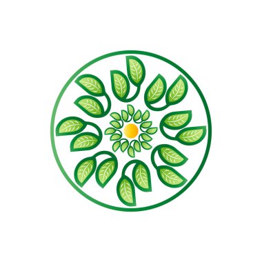 Yeşil vektör simgesi. yaprak mandala. Eko kavramı.