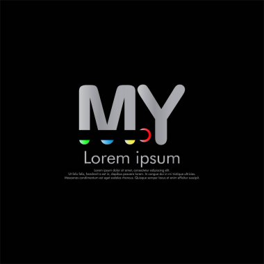 M Y My vektör ilk Soyut logo kavramı için senin şirket. yazı tipi, siyah arka plan kesmek