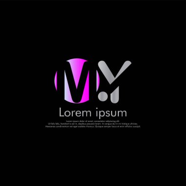 M Y My vektör ilk Soyut logo kavramı için senin şirket. yazı tipi, siyah arka plan kesmek