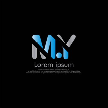 M Y My vektör ilk Soyut logo kavramı için senin şirket. yazı tipi, siyah arka plan kesmek