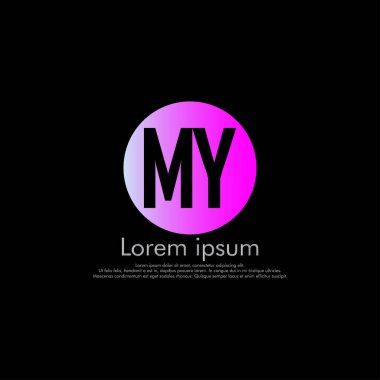 M Y My vektör ilk Soyut logo kavramı için senin şirket. yazı tipi, siyah arka plan kesmek