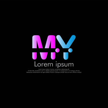 M Y My vektör ilk Soyut logo kavramı için senin şirket. yazı tipi, siyah arka plan kesmek