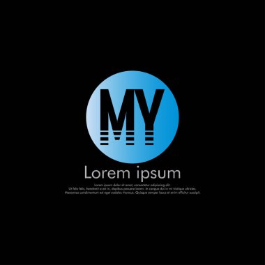 M Y My vektör ilk Soyut logo kavramı için senin şirket. yazı tipi, siyah arka plan kesmek