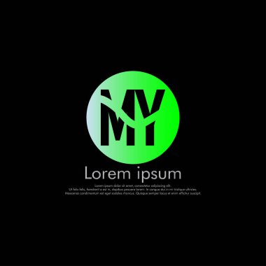M Y My vektör ilk Soyut logo kavramı için senin şirket. yazı tipi, siyah arka plan kesmek