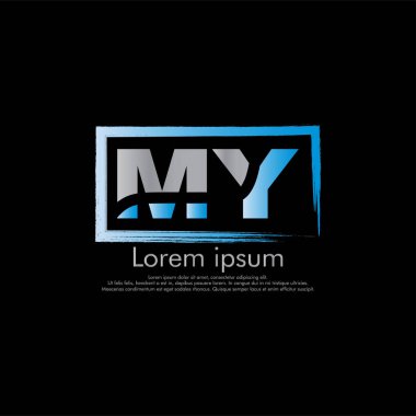 M Y My vektör ilk Soyut logo kavramı için senin şirket. yazı tipi, siyah arka plan kesmek
