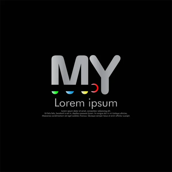 M Y My vektör ilk Soyut logo kavramı için senin şirket. yazı tipi, siyah arka plan kesmek