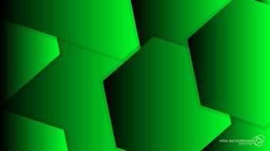 Vektör arka arka plan altıgen yeşil ışık ve gölge