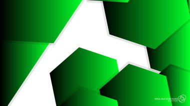 Vektör arka arka plan altıgen yeşil ışık ve gölge