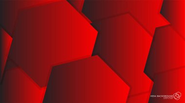 Vektör arka arka plan altıgen kırmızı ışık ve gölge