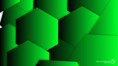 Vektör arka arka plan altıgen yeşil ışık ve gölge