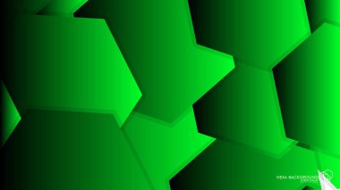 Vektör arka arka plan altıgen yeşil ışık ve gölge