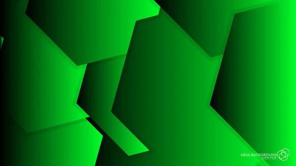 Vector Résumé Fond Feu vert hexagonal et ombre — Image vectorielle