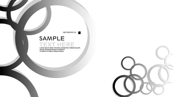 Círculos Simples Fundo Com Gradiente Branco Preto Sombra Design Gráfico — Vetor de Stock