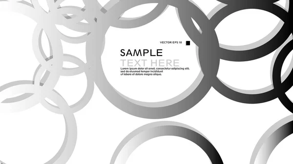 Círculos Simples Fundo Com Gradiente Branco Preto Sombra Design Gráfico — Vetor de Stock