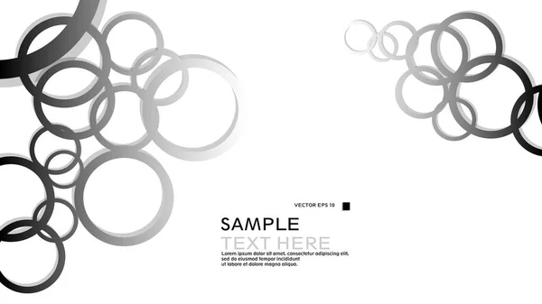 Cercles Simples Arrière Plan Avec Dégradé Noir Blanc Ombre Conception — Image vectorielle