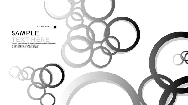 Cercles Simples Arrière Plan Avec Dégradé Noir Blanc Ombre Conception — Image vectorielle